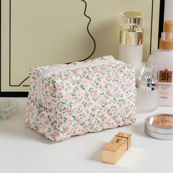 Floral Quilted Cosmetic Bag - Image 2