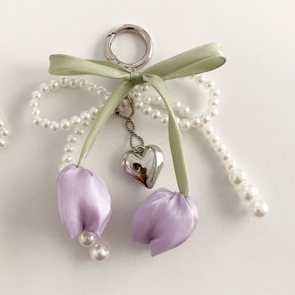 Tulip Pearl Bow Bag Pendant - Image 4